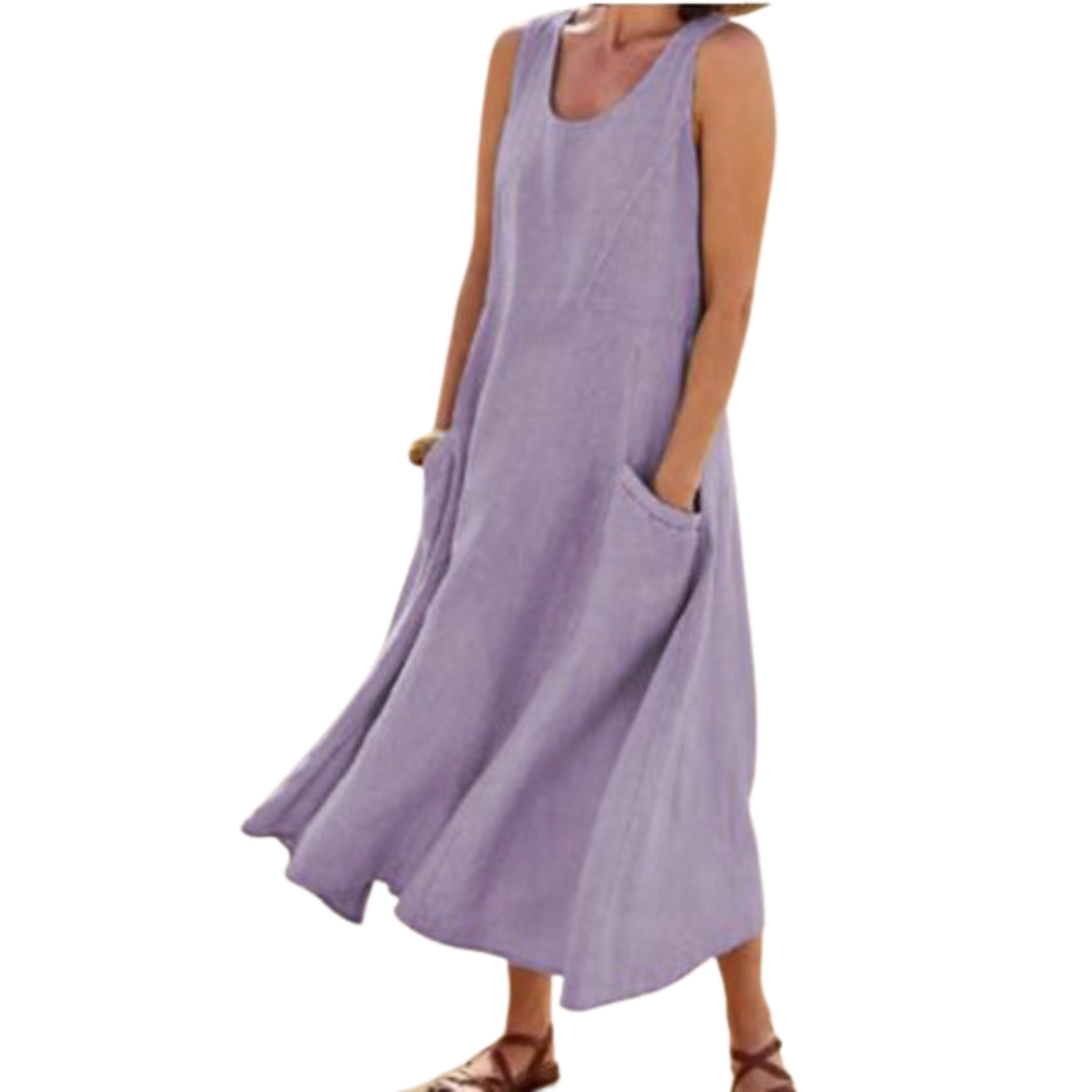 Robe Décontractée Été sans Manches avec Poches