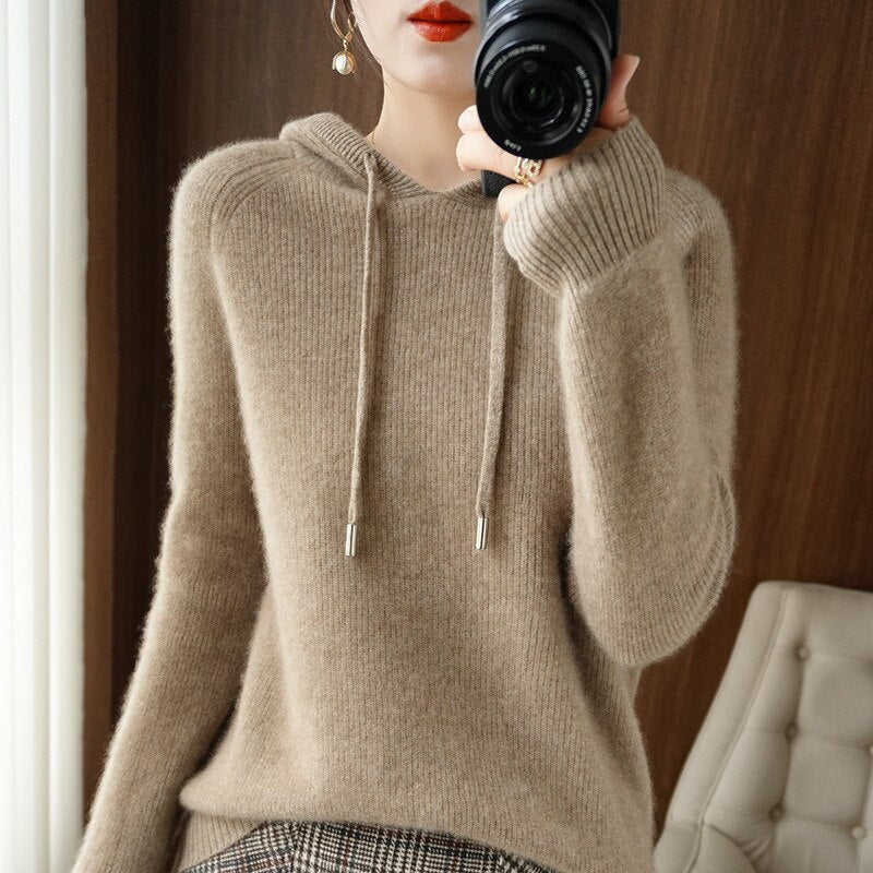 Sweat À Capuche En Cachemire Pour Femme | Manches Longues