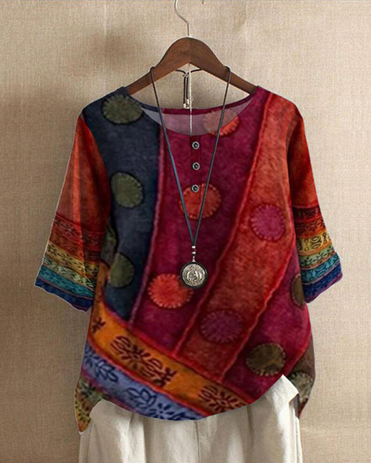 Blouse Été Manches Courtes Colorée Col V - PanierRoyale