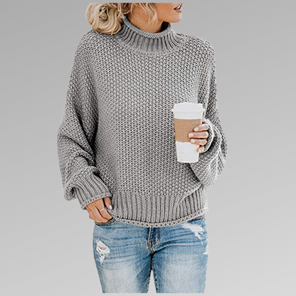 Pull Femme Tricoté Coloré Col Roulé Élégant