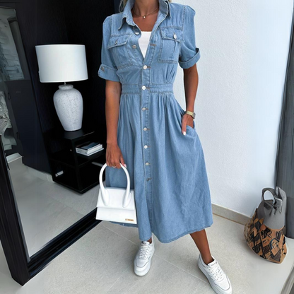 Robe Jeans Décontractée pour Femme Taille Courte - PanierRoyale