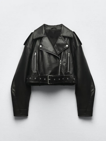 Veste Cuir Simili Féminine et Élégante