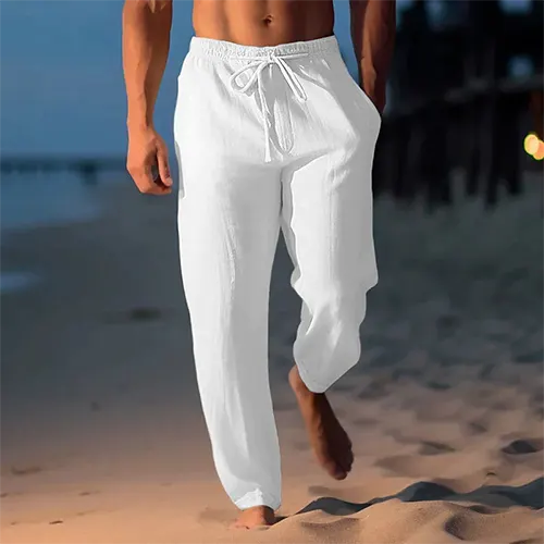 Pantalon Homme Blanc Élastique Slim Fit - PanierRoyale