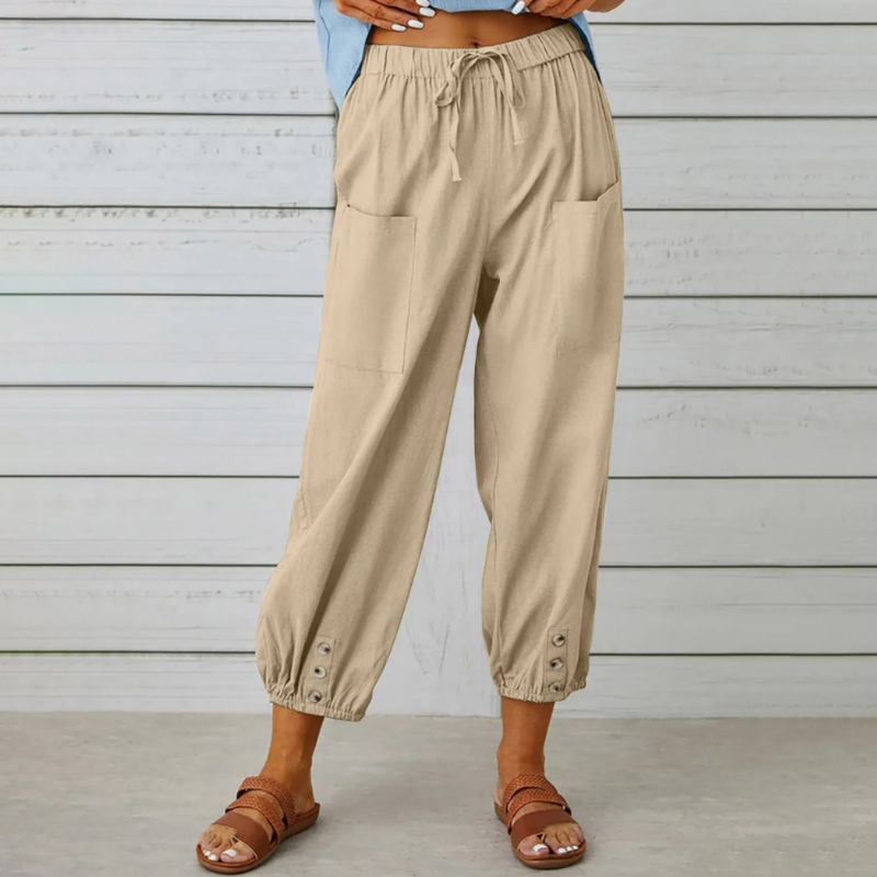 Pantalon Femme Décontracté Taille Haute Lin confortable