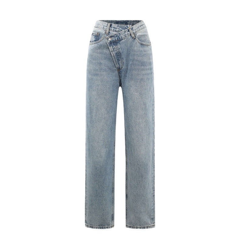 Jean Large Femme Taille Croisée Coupe Moderne - PanierRoyale