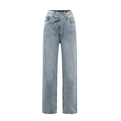 Jean Large Femme Taille Croisée Coupe Moderne - PanierRoyale