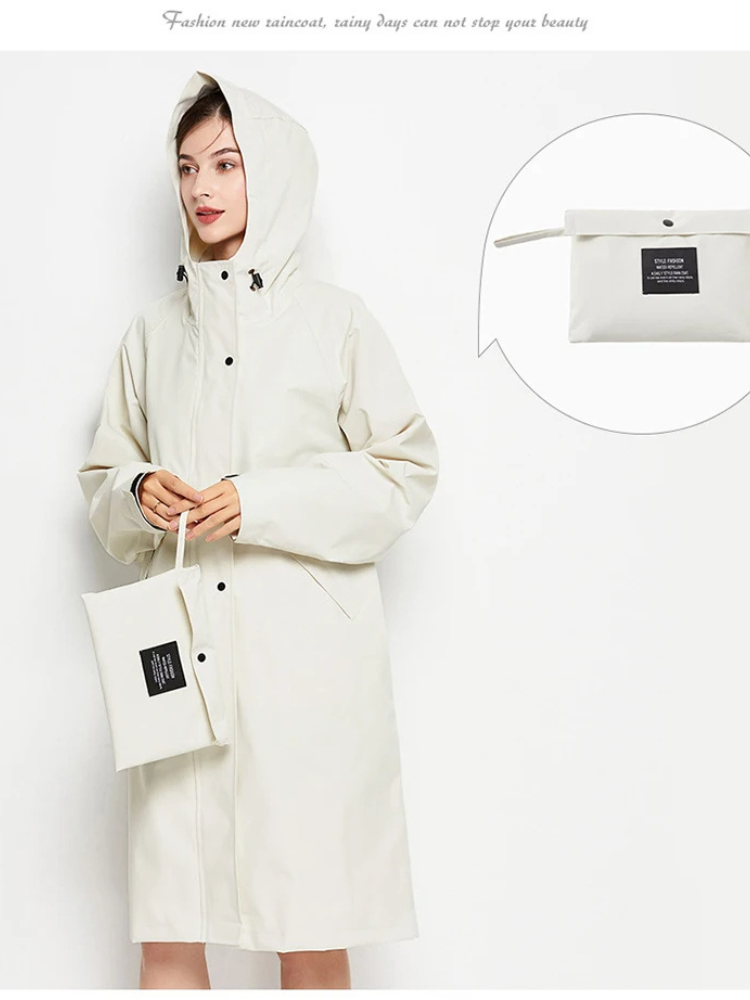 Veste Imperméable Femme Légère avec Capuche et Poches Réglables