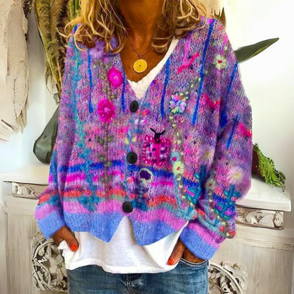 Gilet en Maille Coloré avec Manches Longues