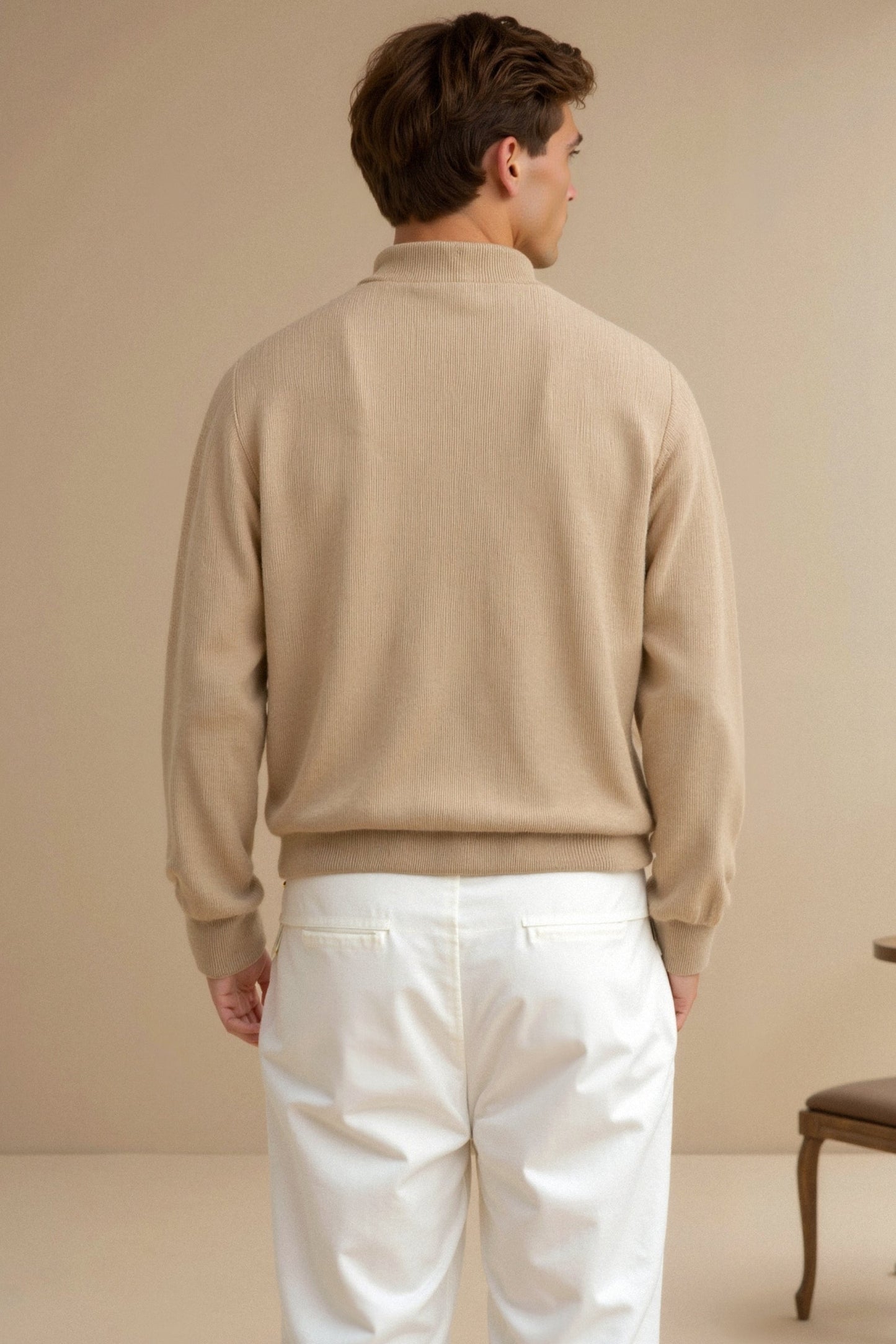 Pullover en maille classique avec fermeture éclair, confortable et élégant