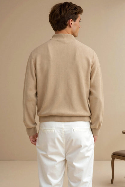 Pullover en maille classique avec fermeture éclair, confortable et élégant