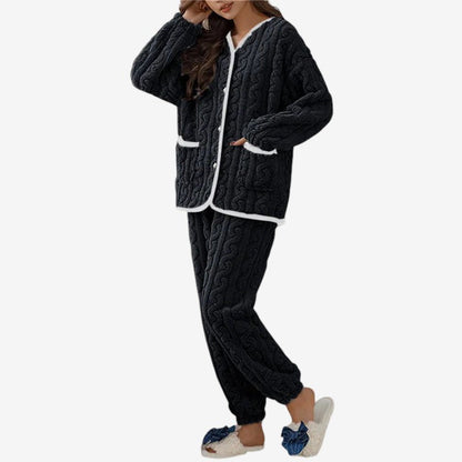 Ensemble Deux Pièces Doux et Confortable Col V