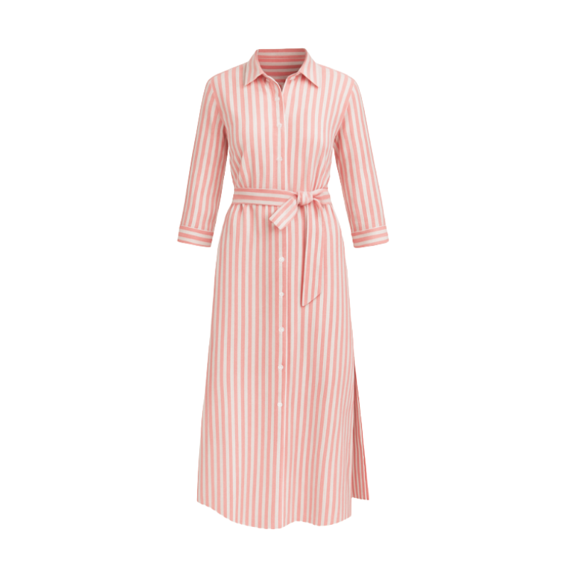 Robe Classique à Manches Longues Rayures Élégantes - PanierRoyale