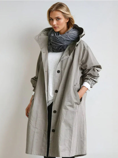 Imperméable Femme Imperméable Capuche Ceinture Coupe Ajustée