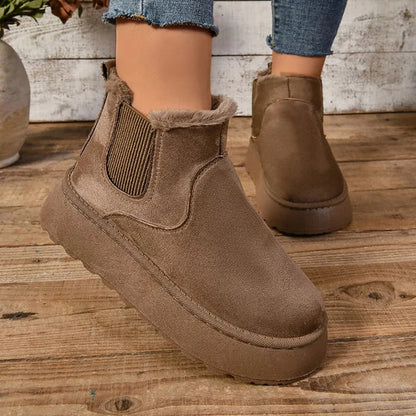 Bottines Femme Hiver Chauffantes À Lacets avec Semelle Crantée