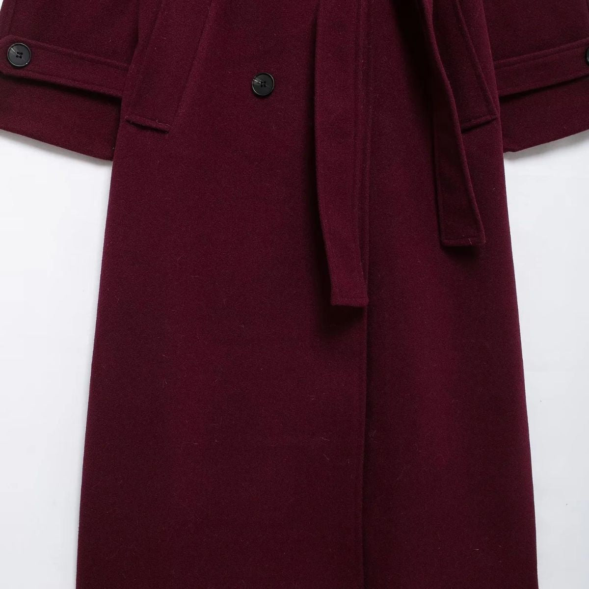 Trench-coat élégant bordeaux à ceinture