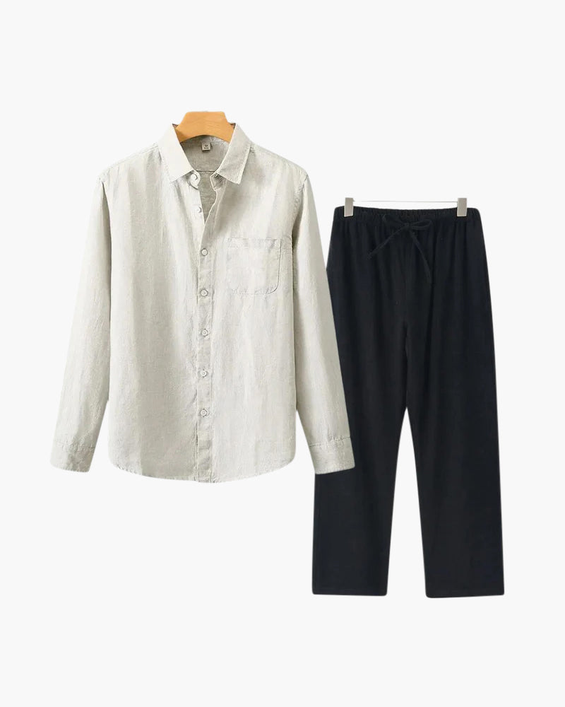 Costume Homme Lin En 2 Pièces Été Décontracté