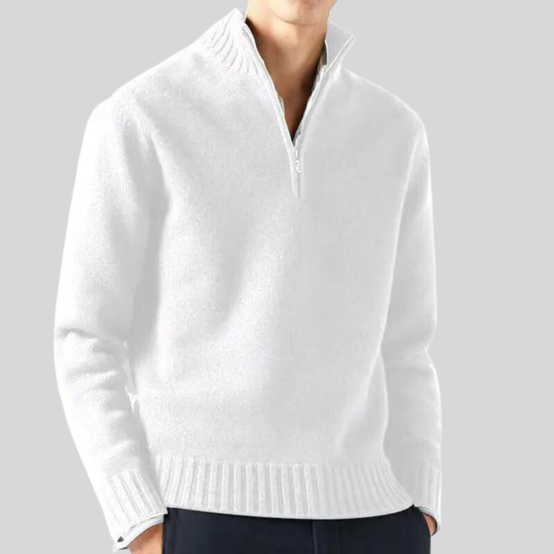 Pull Luxe à Fermeture Éclair Mi-Hauteur