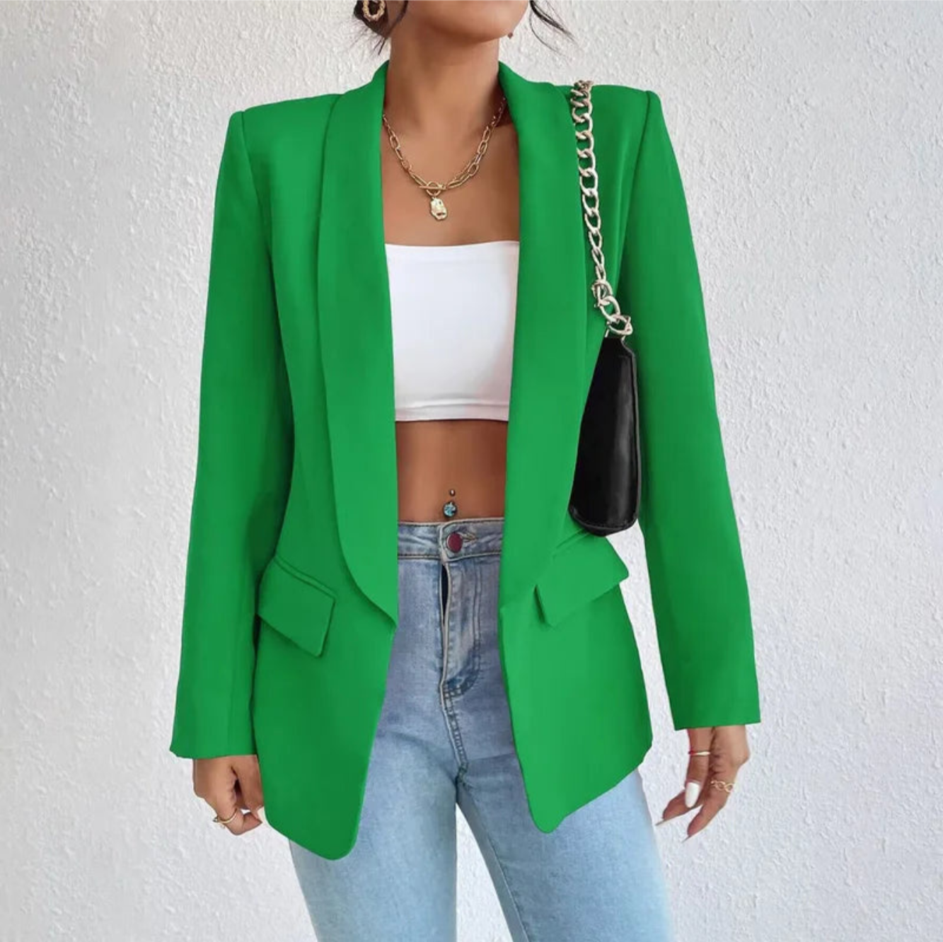 Blazer Femme Chic Grande Taille Longue Manche