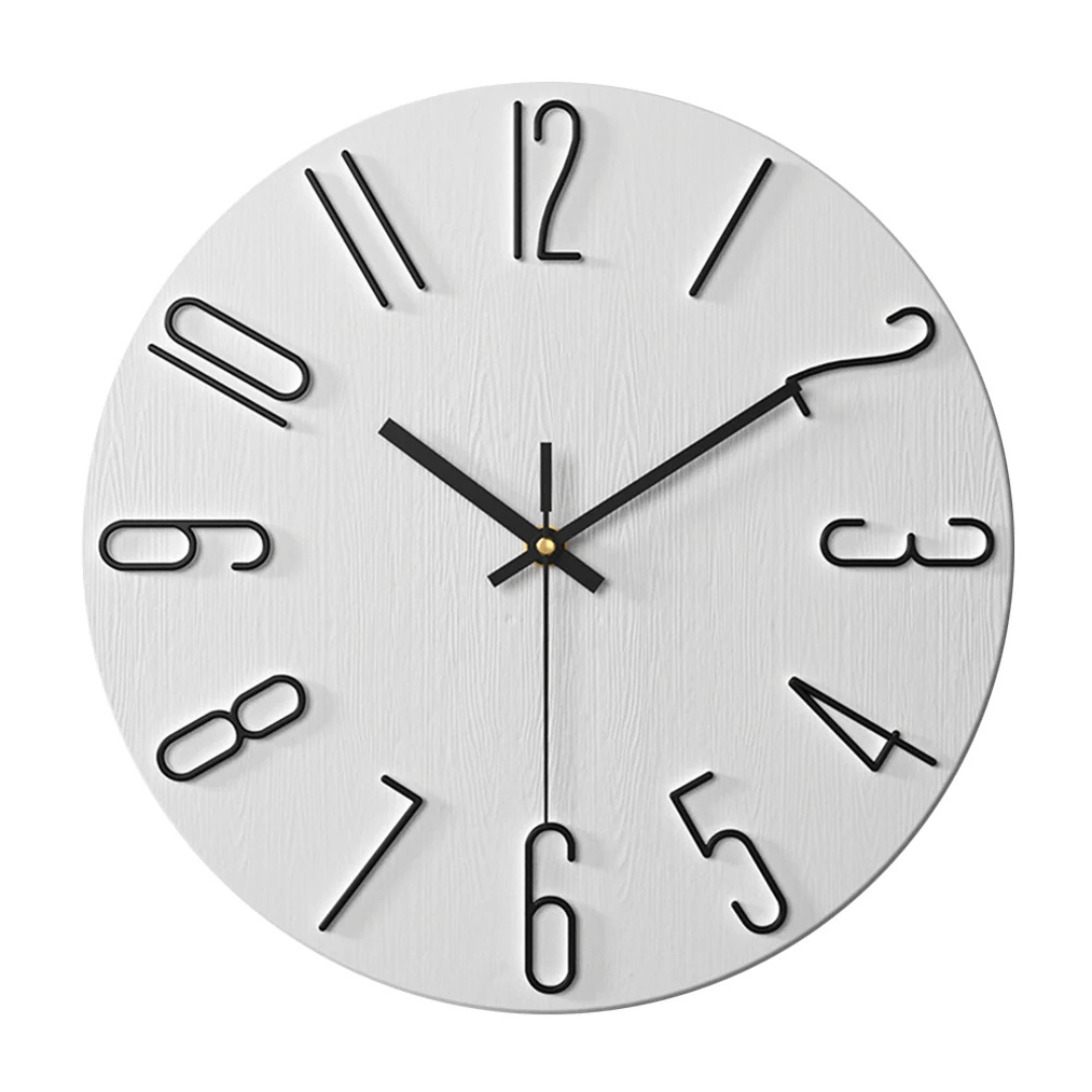 Horloge Murale Design Bois et Chiffres Dorés