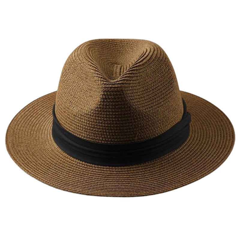 Chapeau de Paille Panama avec Ruban Décoratif