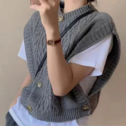 Gilet femme sans manches en maille épaisse et douce