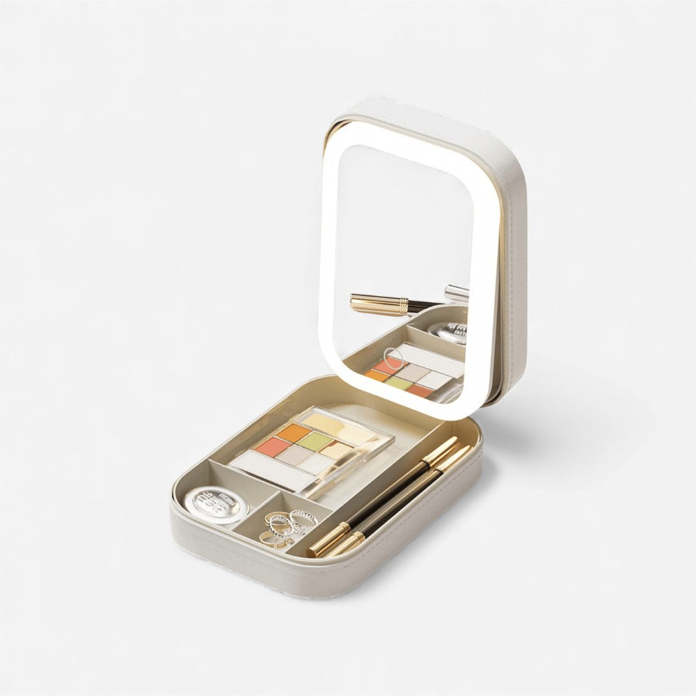 Étui de Maquillage LED Pliable avec Miroir et Chargement USB