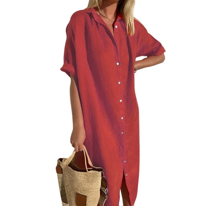 Robe Été Longue Manches Courtes pour Femme