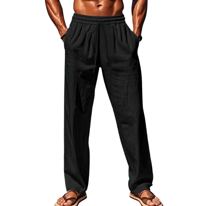 Pantalon Lin Décontracté avec Ceinture Élastique