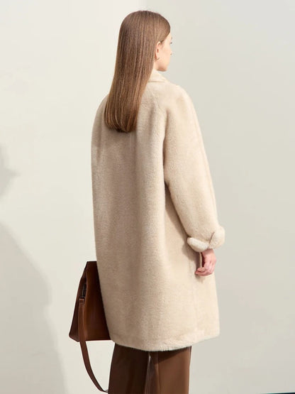 Manteau Hiver Beige en Laine Double Face