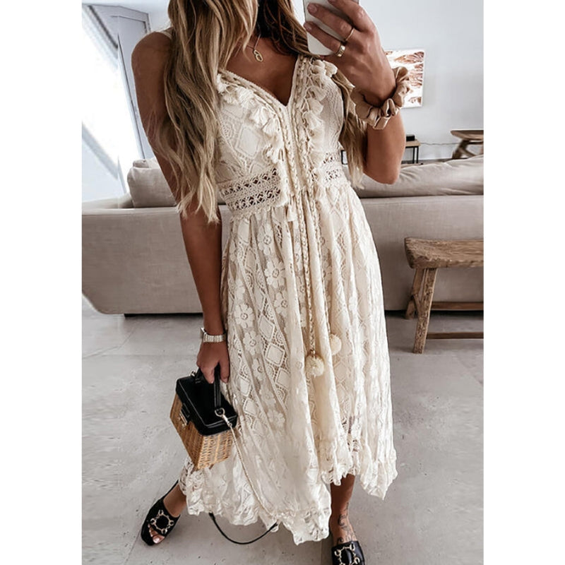 Robe Soirée Longue Décolleté Plunging avec Bretelles Réglables