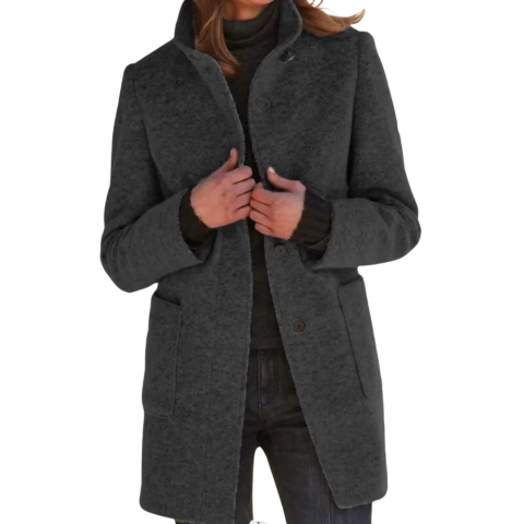 Manteau femme hivernal épais et chaud à fermeture boutons