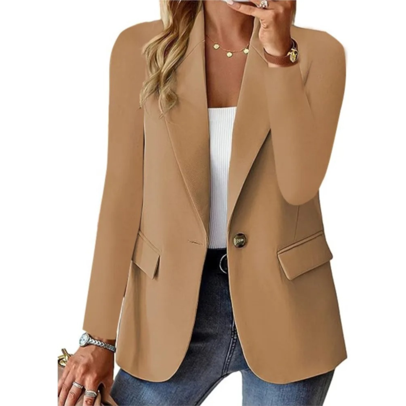 Blazer Femme Long Manches Élégant Tailleur