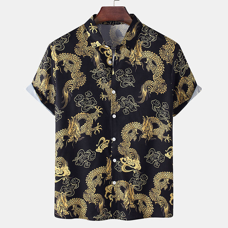 Chemise Homme Manche Courte Dragon Moderne - BerlinGlamour