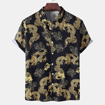 Chemise Homme Manche Courte Dragon Moderne - BerlinGlamour