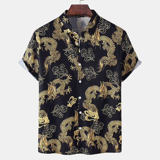 Chemise Homme Manche Courte Dragon Moderne - BerlinGlamour