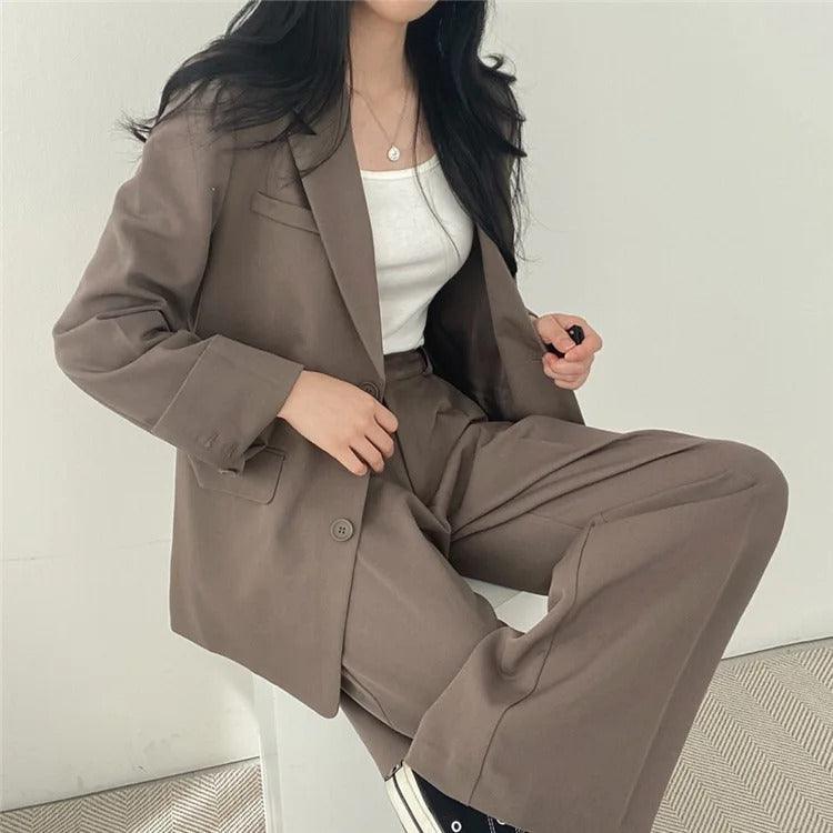 Costume Femme Tailleur 2 Pièces avec Blazer Long
