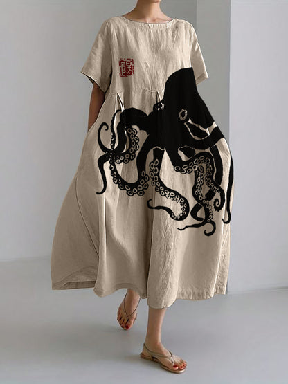 Robe Longue Femme Lin Naturel Élégante et Douce