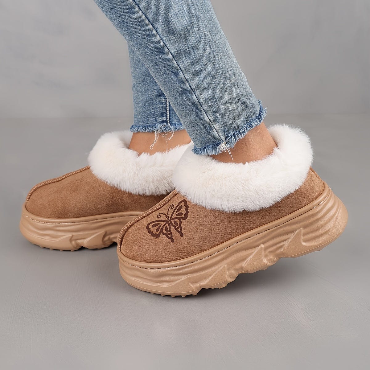 Chaussures Fourrure Synthétique Chaude et Confortable