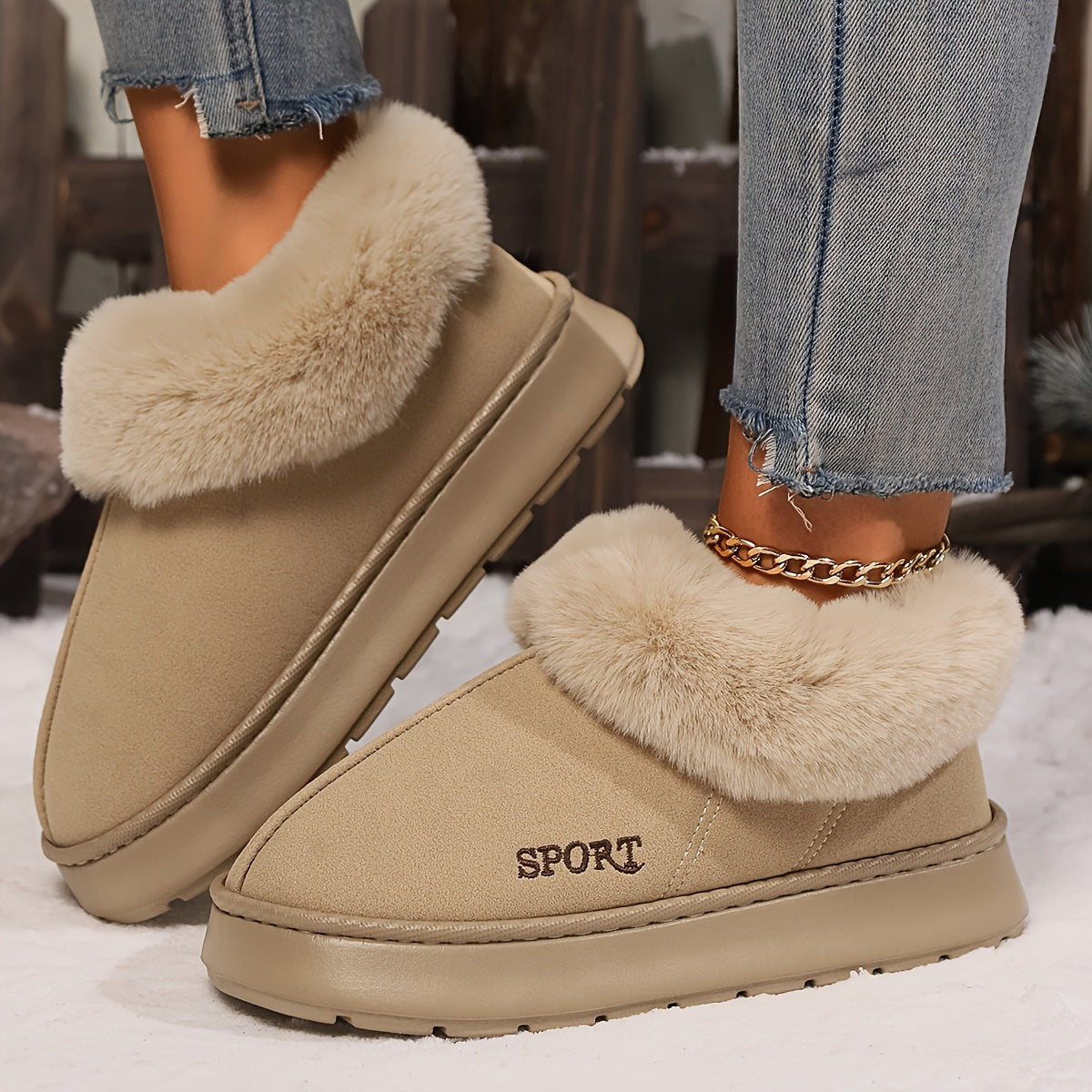 Chaussons Femme Peluche Chauds et Confortables