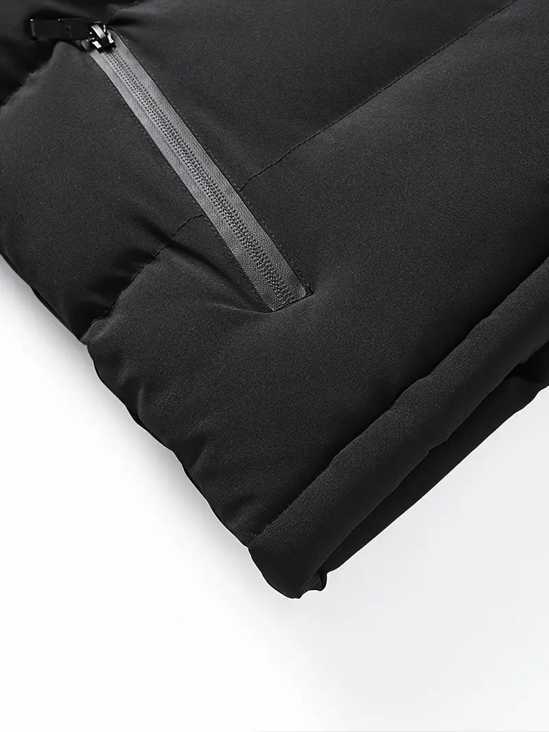 Veste sans manches hiver homme noir avec fermeture éclair
