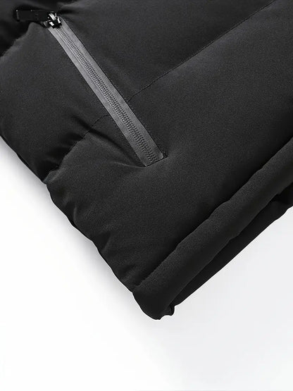 Veste sans manches hiver homme noir avec fermeture éclair