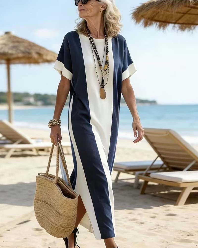 Robe midi Femme Coupe droite Fente latérale - PanierRoyale