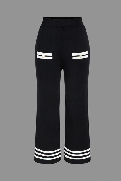Ensemble Tricot Femme Élégant : Cardigan Court et Pantalon Large