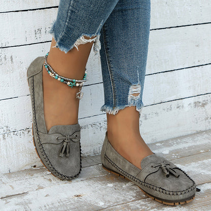 Mocassins Femme Cuir Souple Noeud Décoratif Semelle Flexible