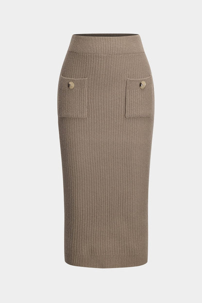 Cardigan Ensemble Femme Élégant avec Top et Jupe Pencil