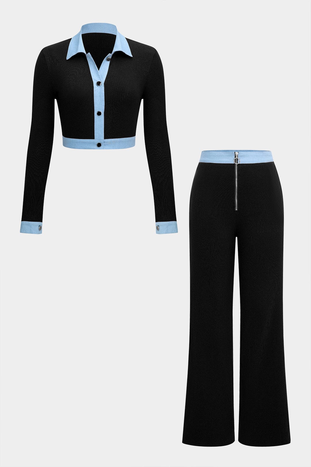 Costume Femme 2 Pièces Moderne Haut et Pantalon Large