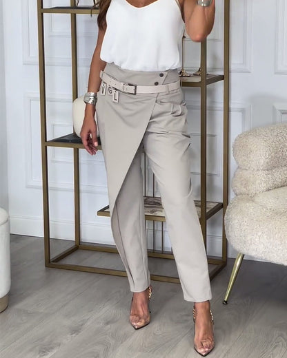 Pantalon Élastique Femme Couleur Unie - PanierRoyale