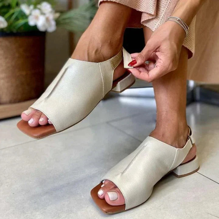 Sandales Femme Talon Bas Confortable Ouvertes Classiques