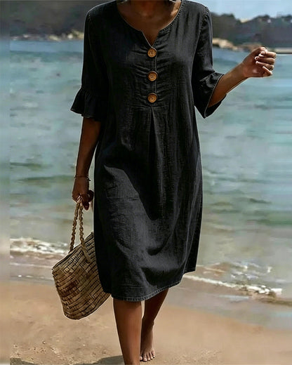 Robe Femme Denim Fluide Manches Volantées Coupe Ample