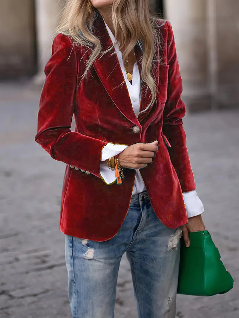 Blazer Femme Classique à Un Bouton Élégant